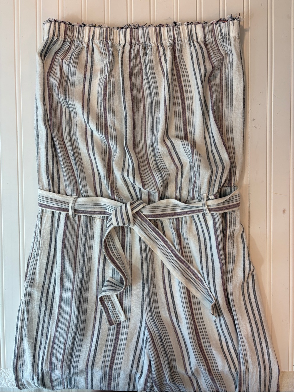 Anthropologie Cloth & Stone linen and cotton strapless cropped jumpsuit